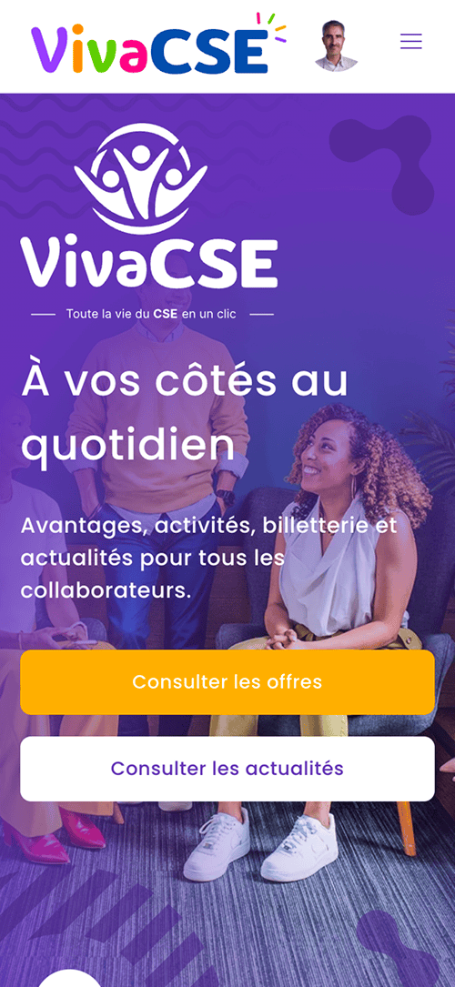 Aperçu du portail VivaCSE sur mobile